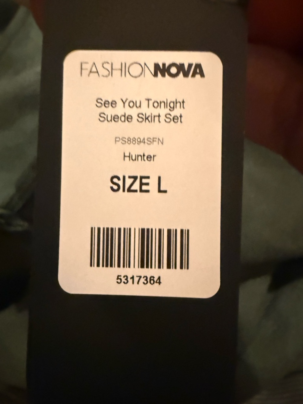 Fashion Nova Green Suede-Texture Crop Tank & Skirt Set - Picture 6 of 6